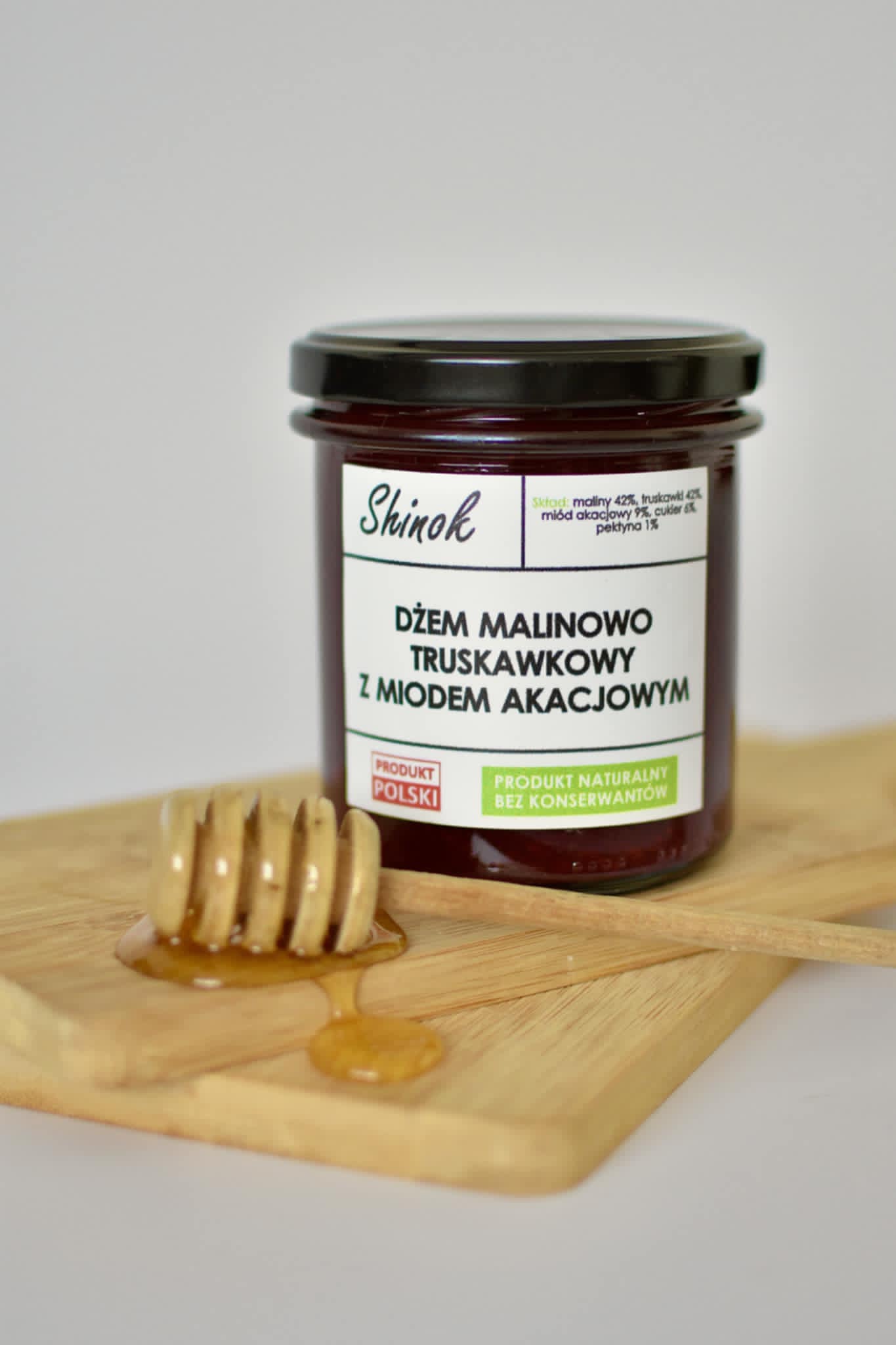 Dżem malinowo-truskawkowy z miodem akacjowym